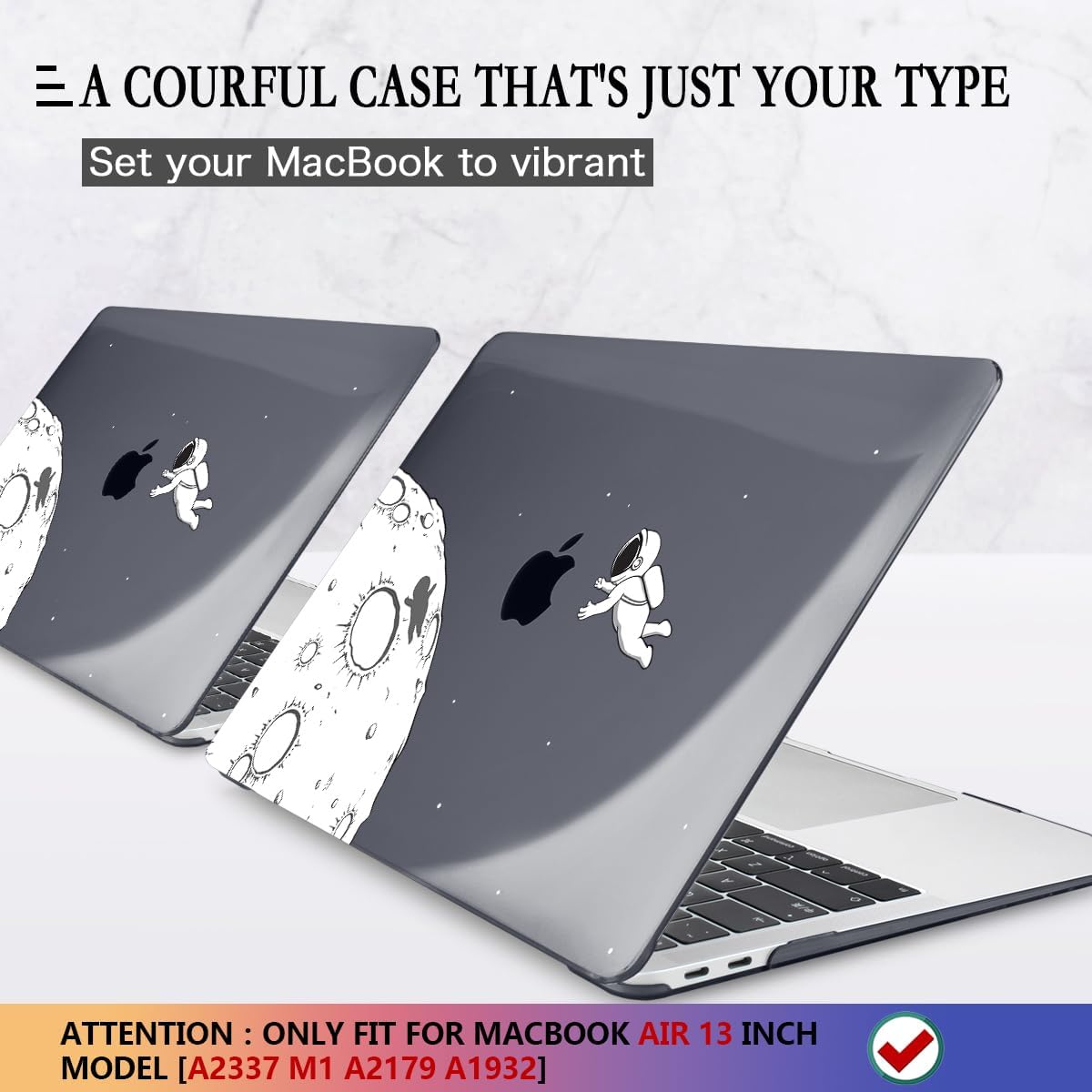 CISSOOK Case Compatible with MacBook Air 13 Inch 2021 2020 2019 2018 Release Model A2337 M1 A2179 A1932, Clear Black Hard Shell with Keyboard Cover for MacBook Air13 2020 with Touch ID, Astronaut - Image 3