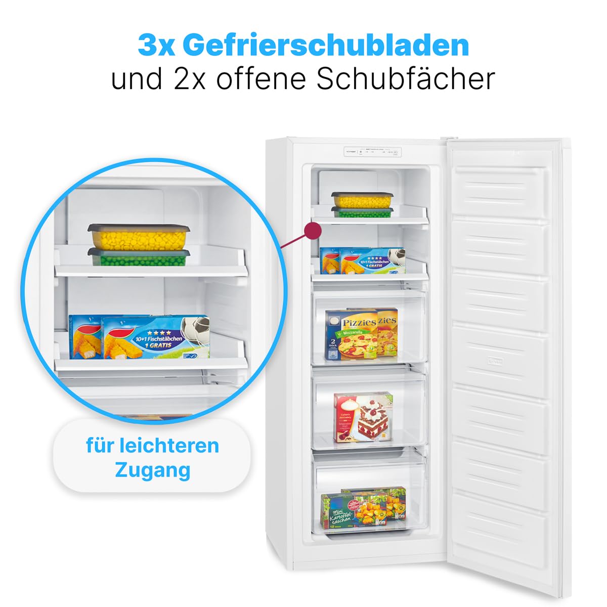 Bomann GS 7343 Gefrierschrank NoFrost freistehend 161 L Total No Frost Schnellgefrierfunktion MultiAirflow weiß