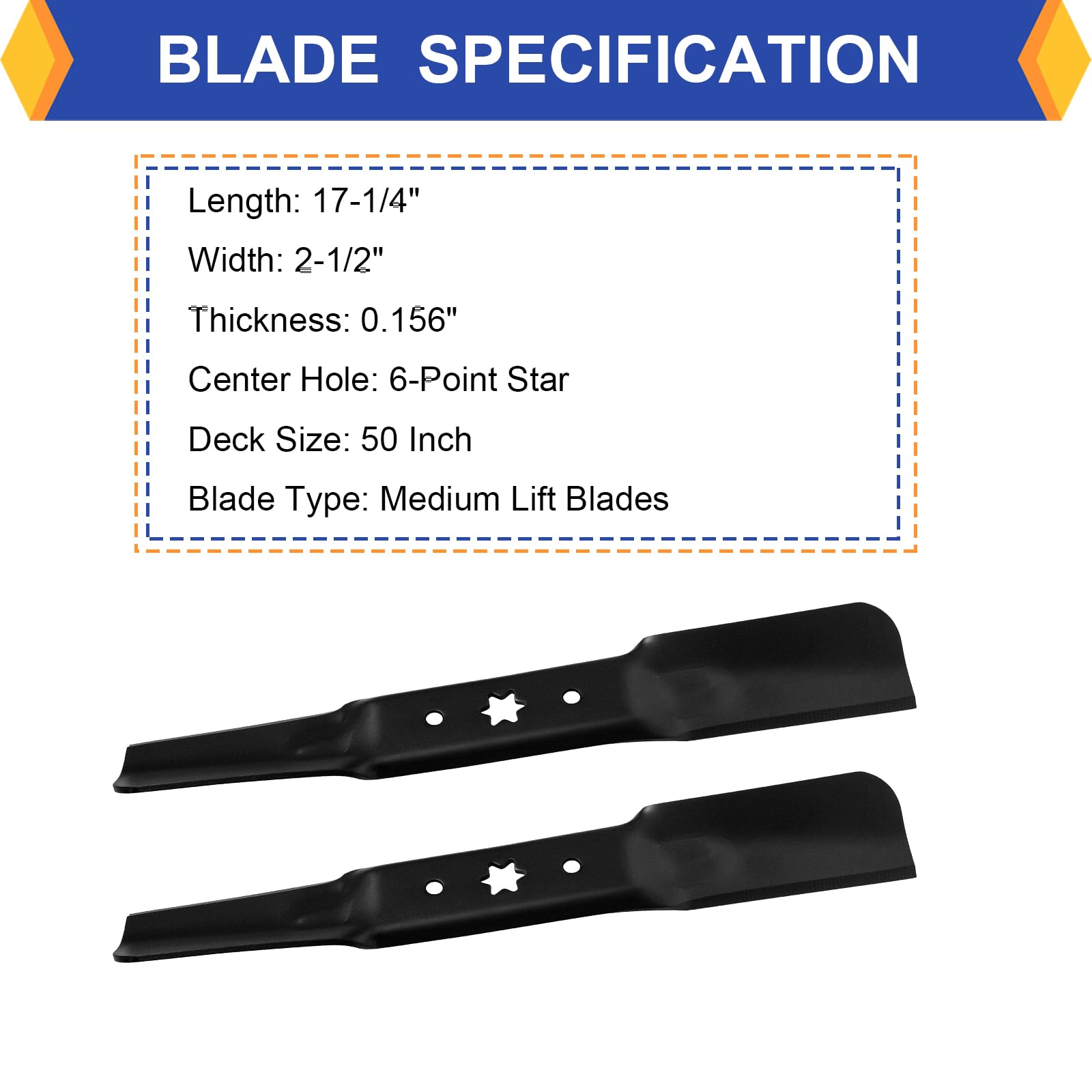 Paquete de 3 cuchillas de repuesto para cortacésped de elevación media, 2 en 1, para Cub Cadet Troy Bilt MTD 942-05052A 742-05052A, compatible con RZT-L50 S50 XT1 GT50 LT50 XT2-50 pulgadas