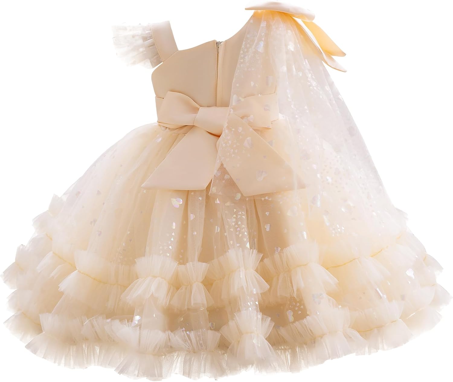 Lamgool Toddler Baby Girls Pageant Formal Dress Ruffle Tulle Elegant Bow Tutu Princess Ball Gown for Birthday Prom Party