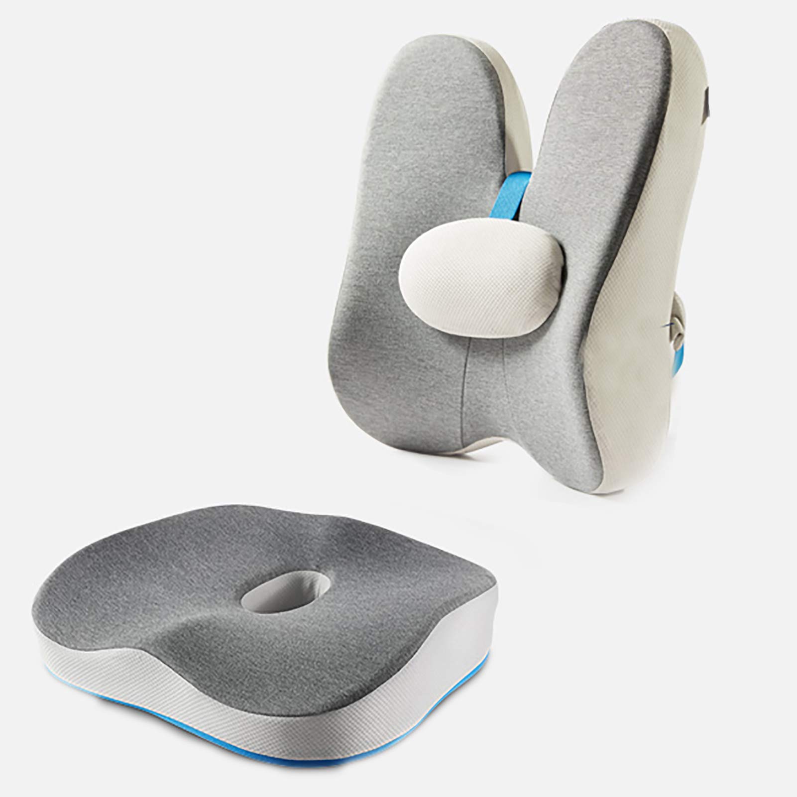 Cuscino per Sedile Ortopedico e Cuscino per Supporto Lombare Cuscino per Sedia da Ufficio e Cuscino per seggiolino Auto per Mal di Schiena e Sollievo dalla Sciatica - 100% Memory Foam