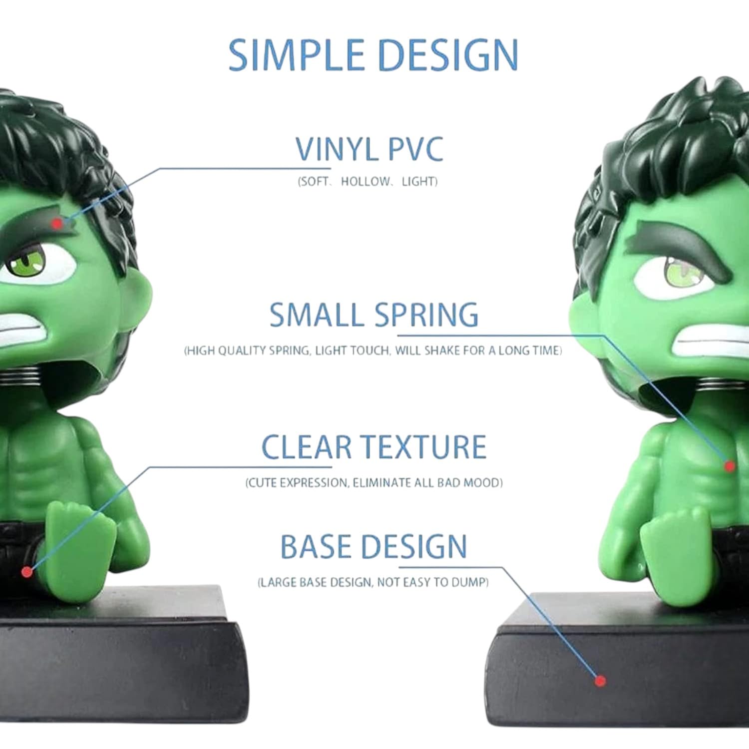 UMANI Super Hero Action Figure Limited Edition Bobblehead with Mobile Holder for Car Dashboard, Office Desk & Study Table (H.U.L.K.) - Image 5 thumbnail