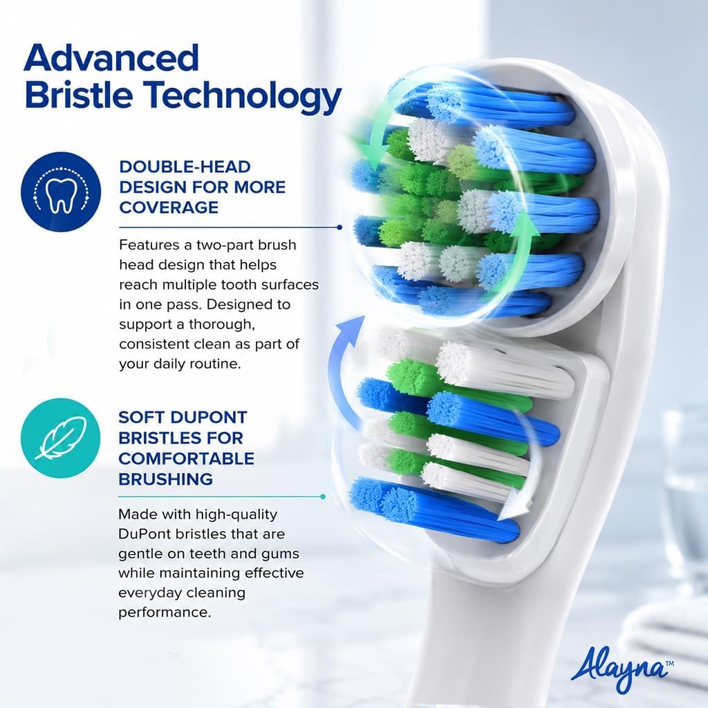 Cabezales de cepillo de repuesto compatibles con OralB Braun - Best Double Clean, paquete de 20 cabezales de repuesto para cepillo de dientes eléctrico Oral B Pro, 1000, 8000, 9000, adultos, niños