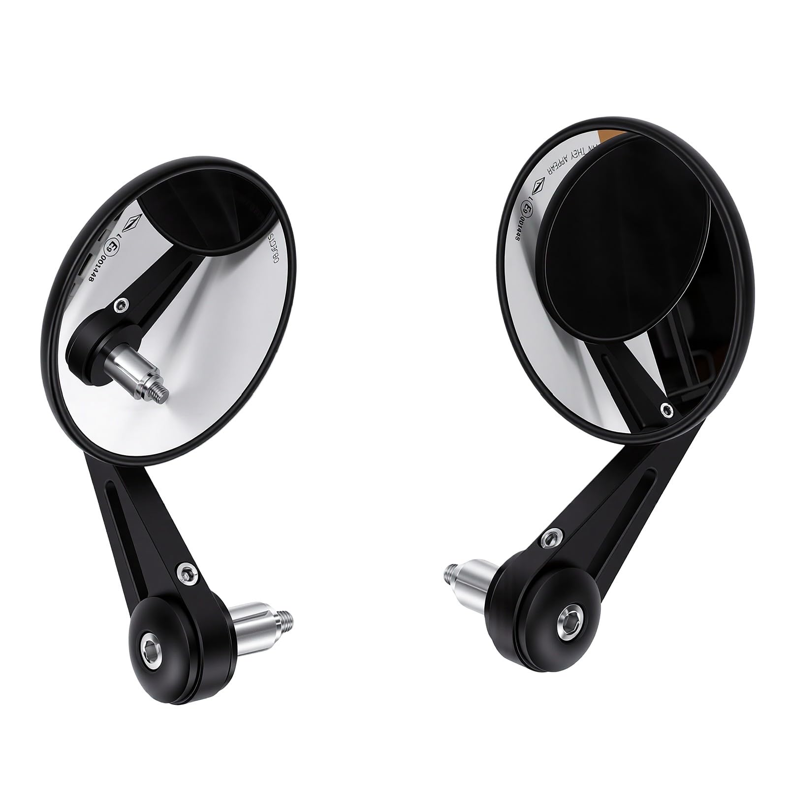 Generic Okrągłe Lusterka Motocyklowe 22 Mm Najwyższej Jakości Widok z Tyłu do Motocykli Terenowych, Motocykli Ulicznych, Kawiarnianych, Czarna Końcówka Kierownicy - 1 para