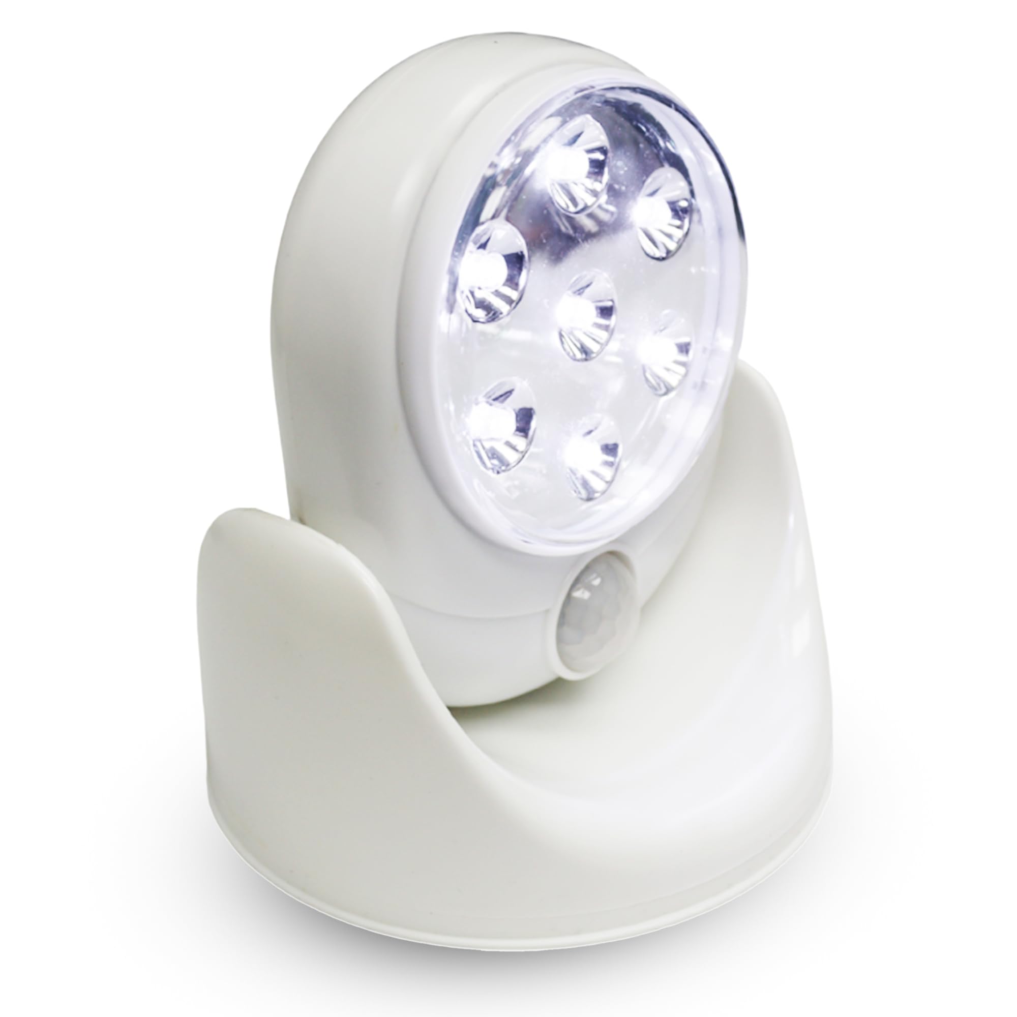 WedDecor 3pcs Battery Operated White Motion Sensor Light with 7 LED Auto Detection ABS Plastic Rotating Head for Indoor Outdoor Stair Shed Porch Closet Or Bathroom Lighting Use