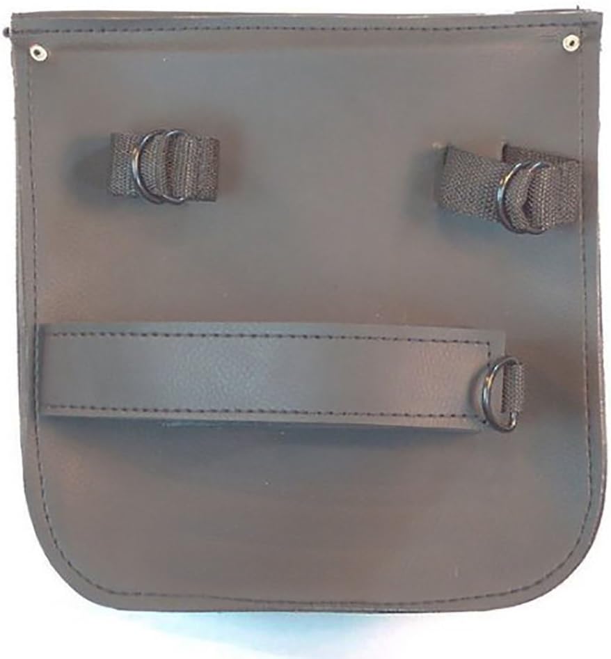 DEALER Quality Black On Black Synthetic Leather Motorcycle Biker Sissy Bar Tool Travel Bag With Quick Release Clip Buckles - 3 Layer Built To Last With Heavy Stitching And Durable Straps - Felt Lined