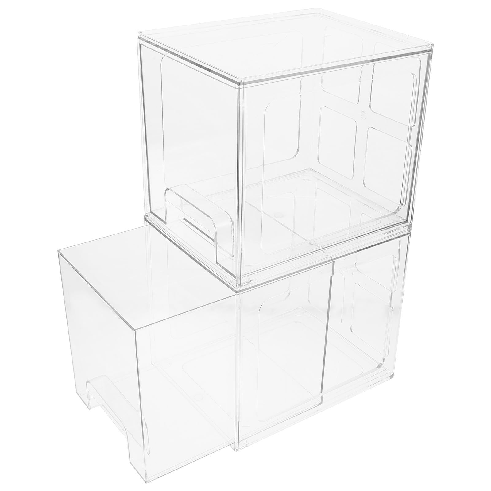 2 Pezzi Cosmetic Storage Box Organizzatore Trucchi con Cassetti PET