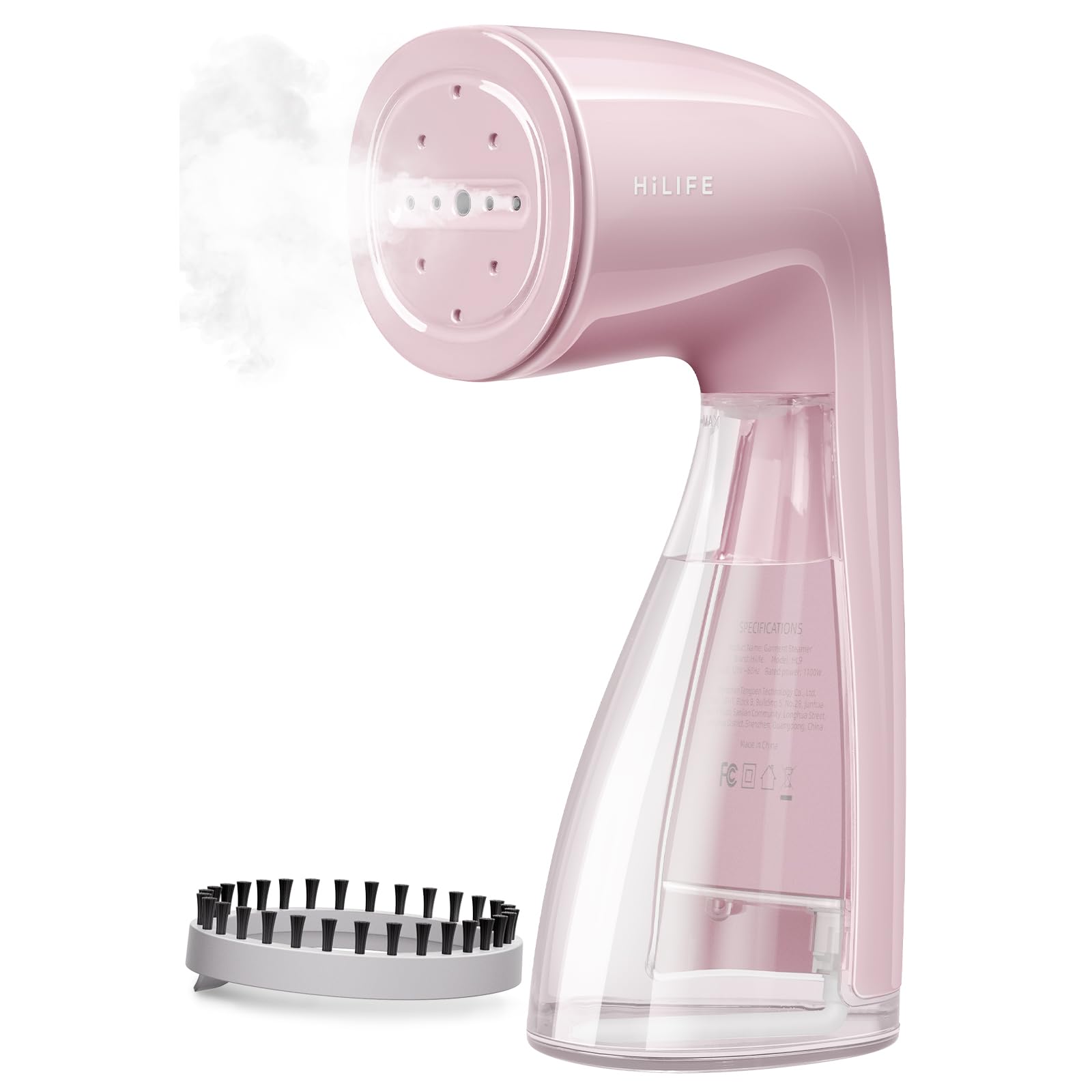 HiLIFE Steamer for Clothes, Portable Handheld Design, 240ml Big Capacity, 700W, Strong Penetrating Steam, Removes Wrinkle, for Home, Office and Travel(ONLY FOR 120V) (Pink)