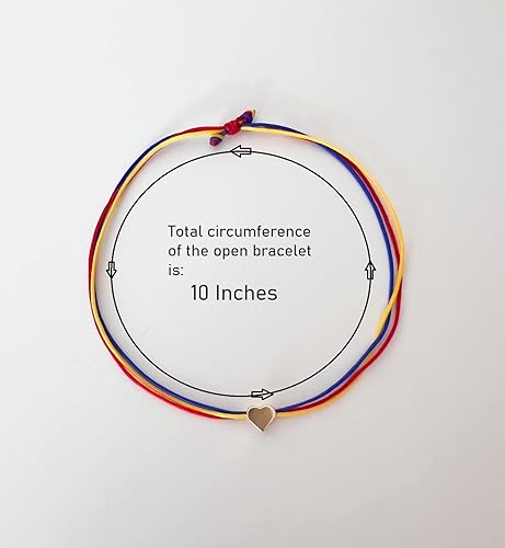 Miniatura 2 de Pulsera amarilla, azul y roja, pulsera colombiana de latón para mujer, chapada en oro de 18 quilates, pulsera con cierre de cordón real, pulsera