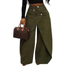 Unybwonn Cargo Pants Women High Waist Baggy Asymmetrical Y2k Harem Pants Wrap Waist Wide Leg Going Out Trousers Streetwear