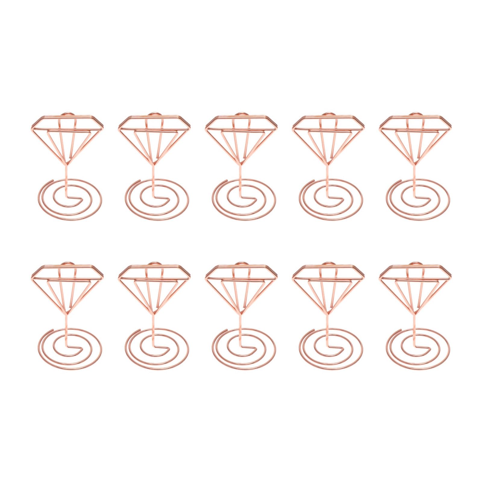 NUOBESTY 60pièces Clips Mémos Métalliques Forme De Diamant Porte-photos Et Notes Pour Mariage Et Décoration De Table Rose