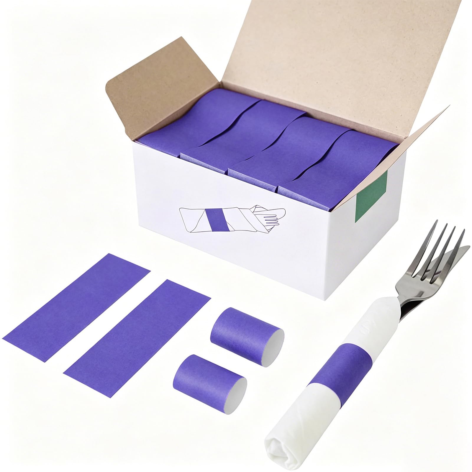 NATURALABEL Self-Adhesive Napkin Bands, Pack of 2,000, Purple