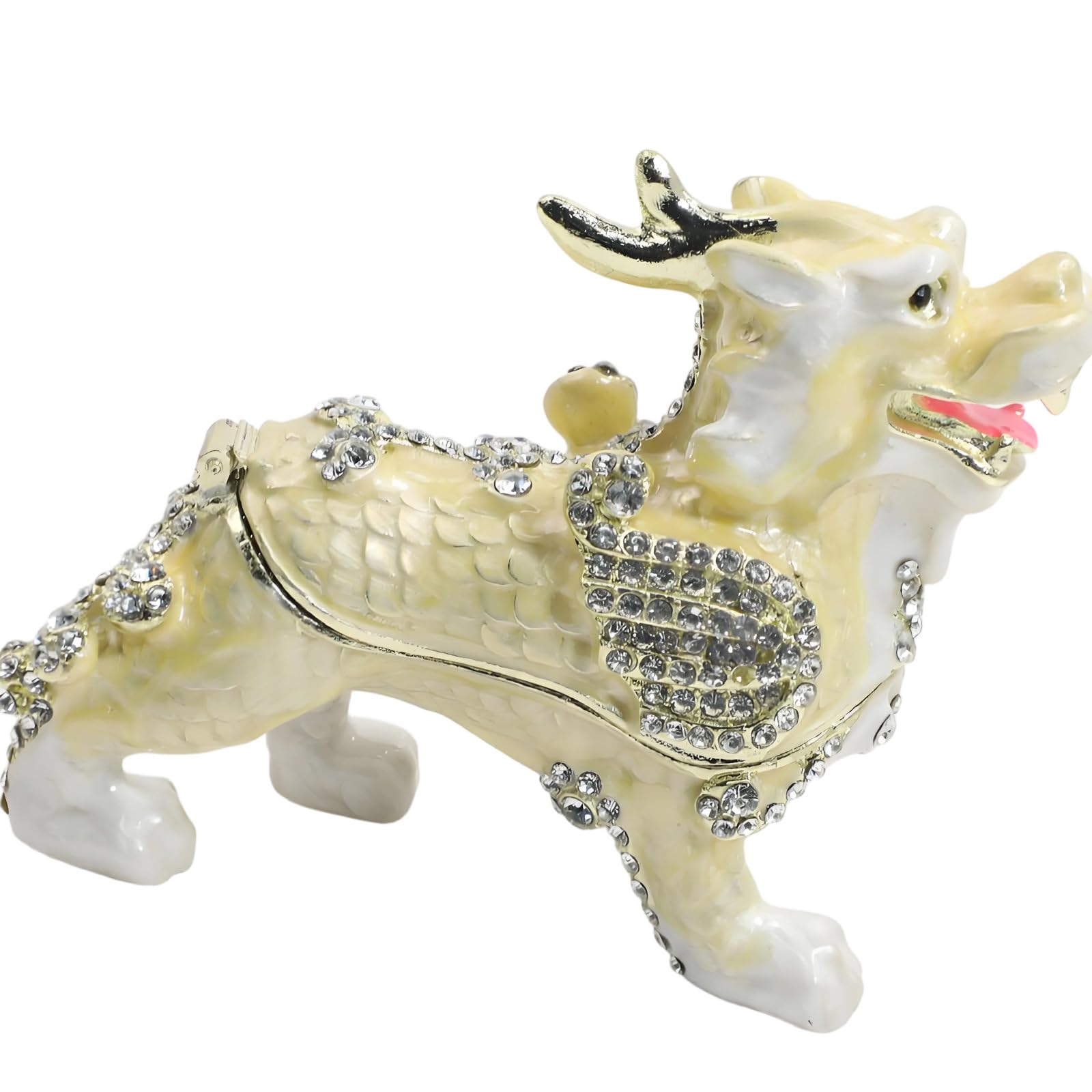 Dresser Jewelry Storage Box Metal Hinged Figurine Trinket Box for Studs and Small Accessories, Decorative Organizer for Vanity Display Figurine Trinket Jewel Earring Small Accessory Case Metal Hinged