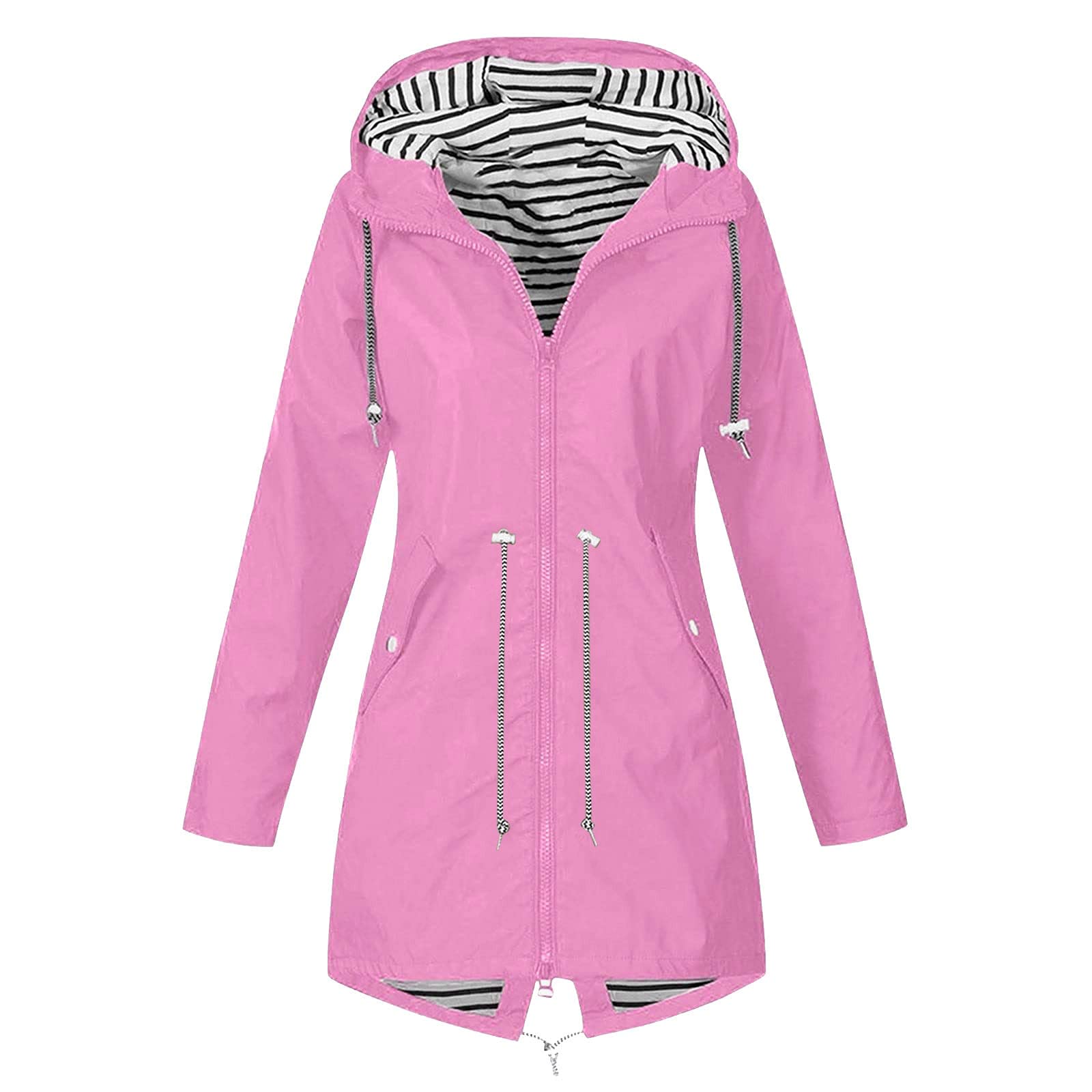 IQYU Regenjas voor dames, licht opvouwbaar, ultralichte regenjas voor dames, ademend, outdoorjas met capuchon, waterdichte jas, windbreaker, overgangsjas, dunne fiets-windbreaker-regenparka, paars, M