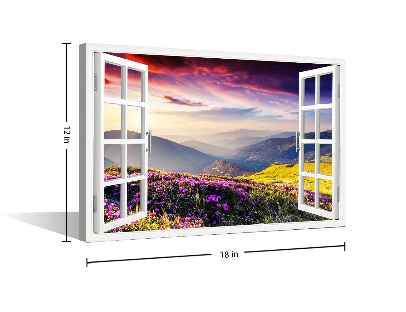 Canvas Wall Art 1 Piece Wall Decorations for Living Room Beautiful Moutain Landscape Wall Art Wilderness Poster Prints on Canvas Modern Window Creative Home Decor Framed Ready to Hang (18" W x 12" H) - Image 2