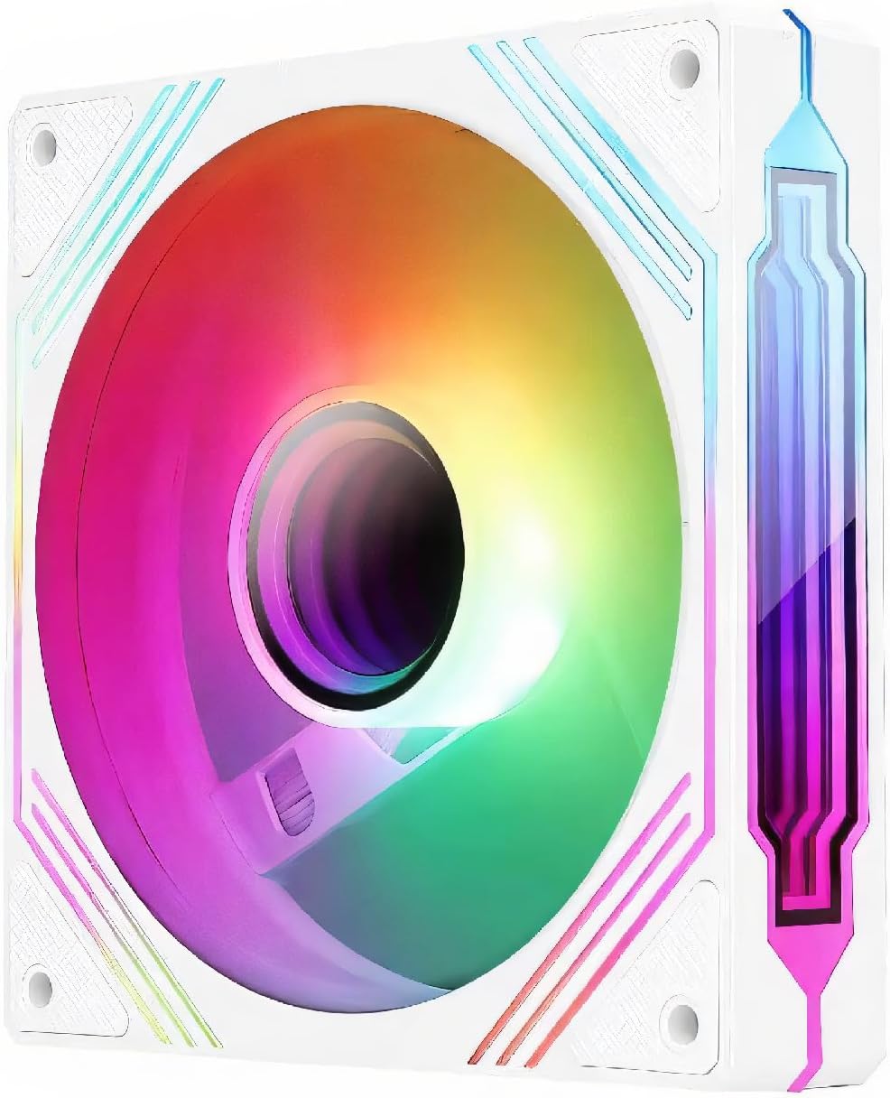 LICAEVEY 140mm ARGB PC Case Fan - High Static Pressure Cooling with Synchronized Lighting, Quiet 140x140x25mm Chassis Fan for CPU Coolers & PC Builds (Reverse White)