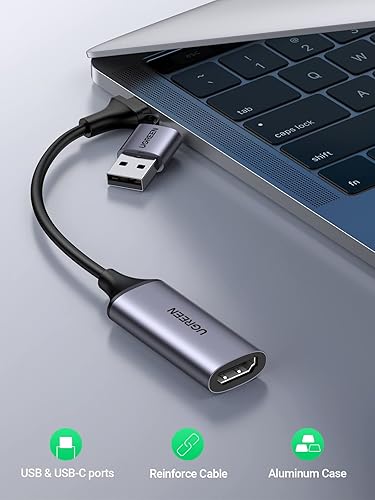 Miniatura 4 de UGREEN Adaptador de cable micro HDMI a HDMI, paquete 4K 60Hz con tarjeta de captura de video 4K HDMI a USB-AUSB-C HDMI