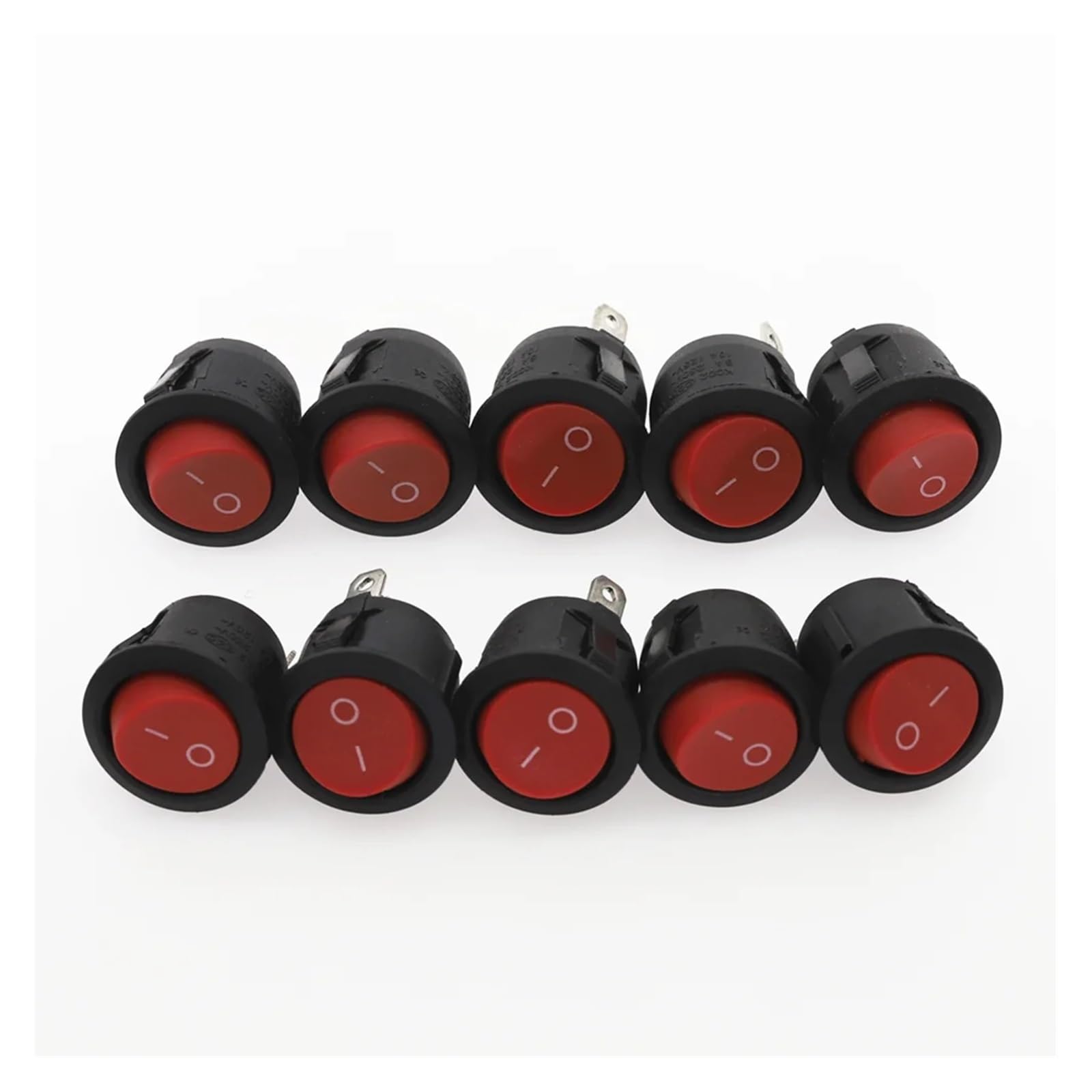 10Pcs 20mm ON/Off Round Rocker Toggle Switch 6A/250VAC 10A 125VAC Push Button Switch Red Black White(Red)