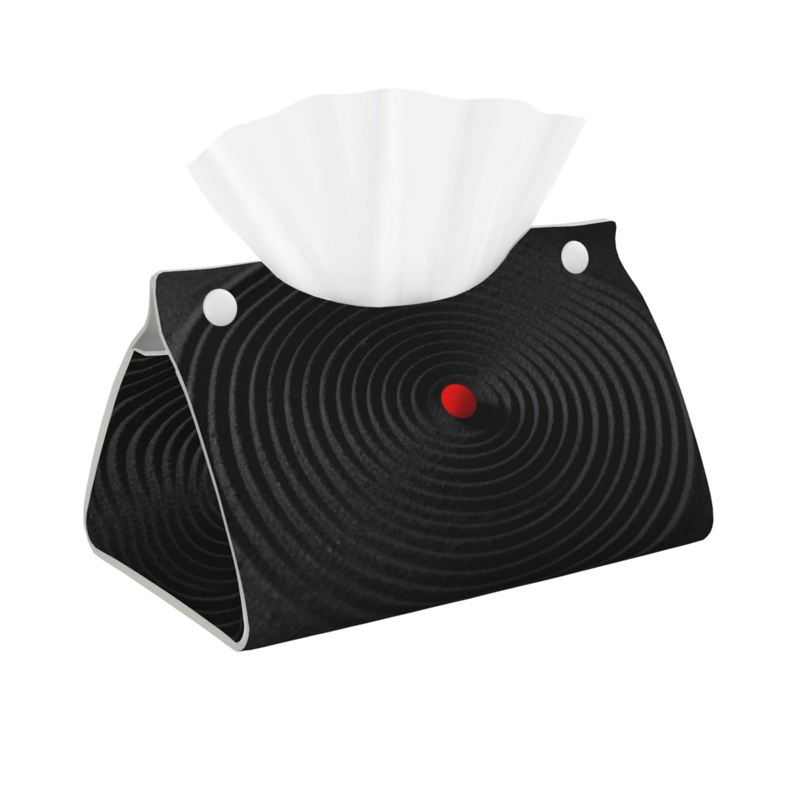 Single Red Dot Long Leather Tissue Box Cover-Waterproof PU Leather Tissue Holder for Bathroom, Decorative Rectangular Tissue Case
