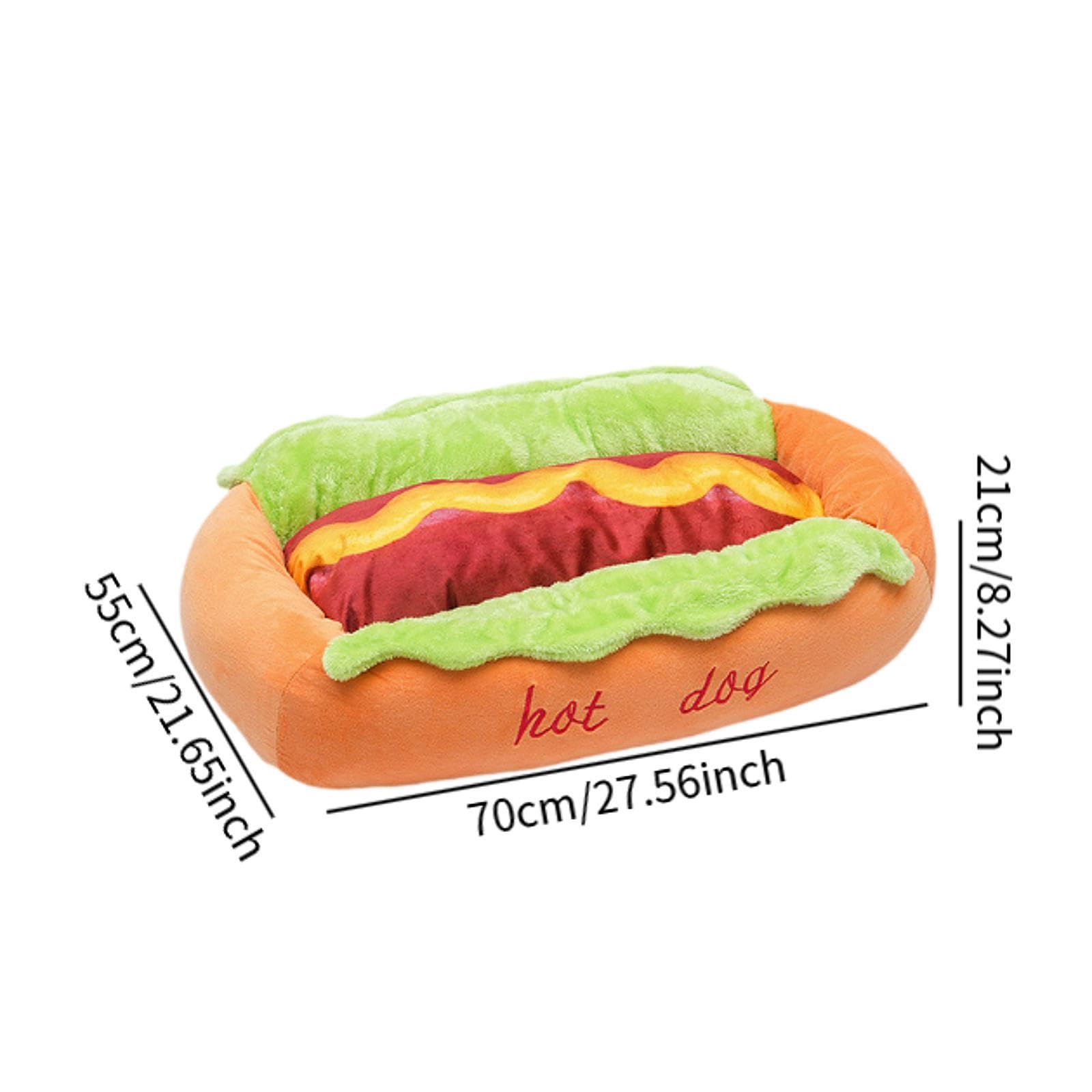 Cuccia Cane Letto Cuscino Divano Nido Forma Hot Dog con Rivestimento Rimovibile Lavabile E Fondo Antiscivolo in Peluche Traspirante Adatta, L