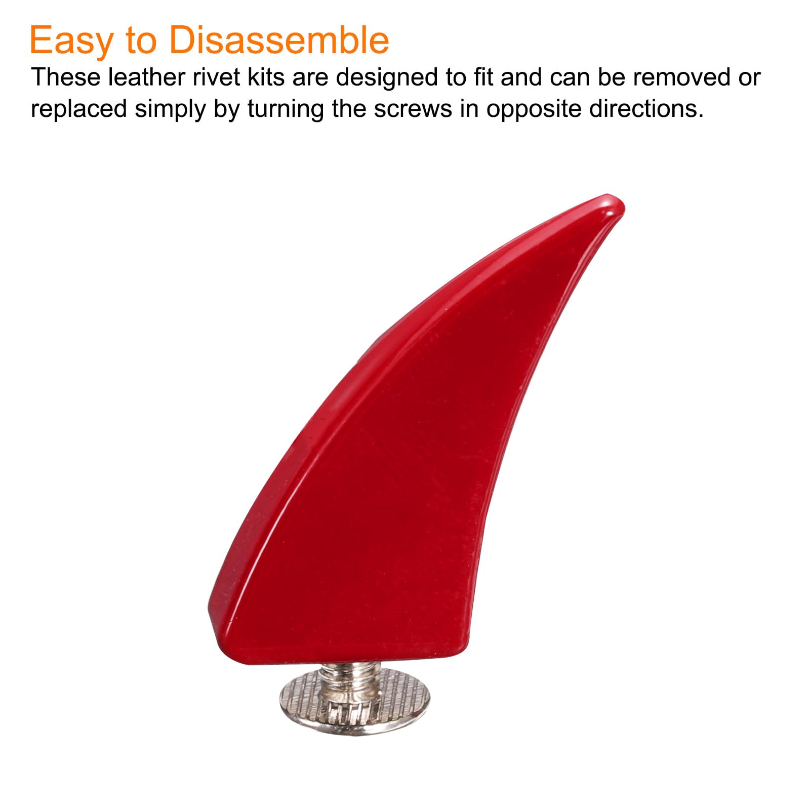 HARFINGTON Juego de 5 puntas de garra de gato de 27 x 16 mm, remaches de cuerno para manualidades de cuero con tachuelas de metal para hacer accesorios de ropa, estilo punk personalizado, color rojo