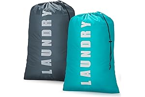 2-Pack 24" x 36" Cyan Laundry Sacks with Gray Travel Companion Bag