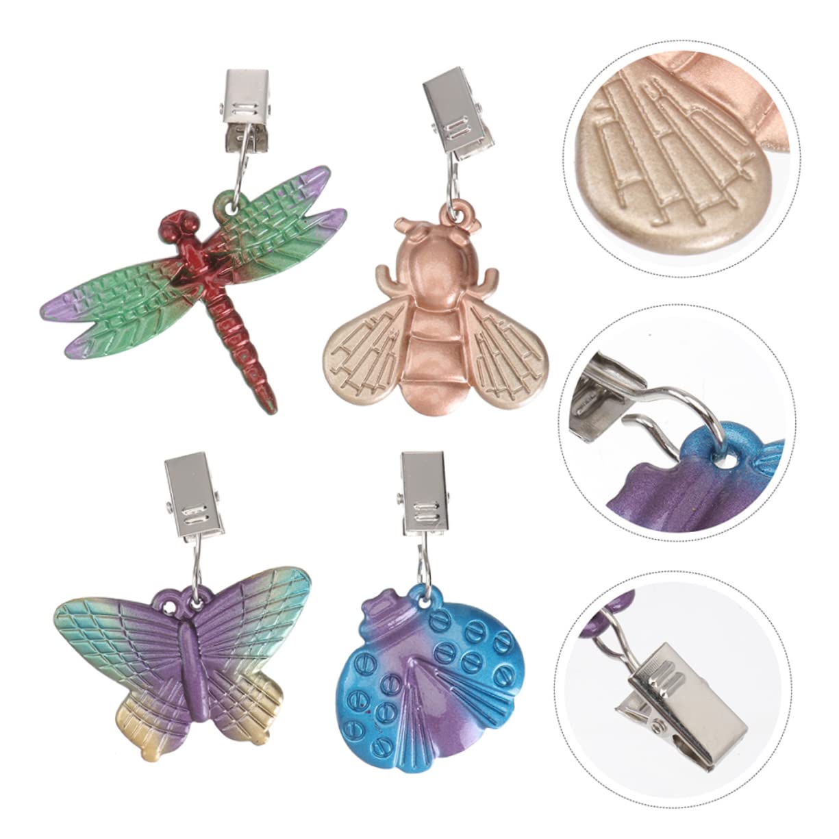 8pezzi Clip per Tovaglie Design Insetti Colorati Pesi per Tovaglia per Picnic e Feste all Aperto