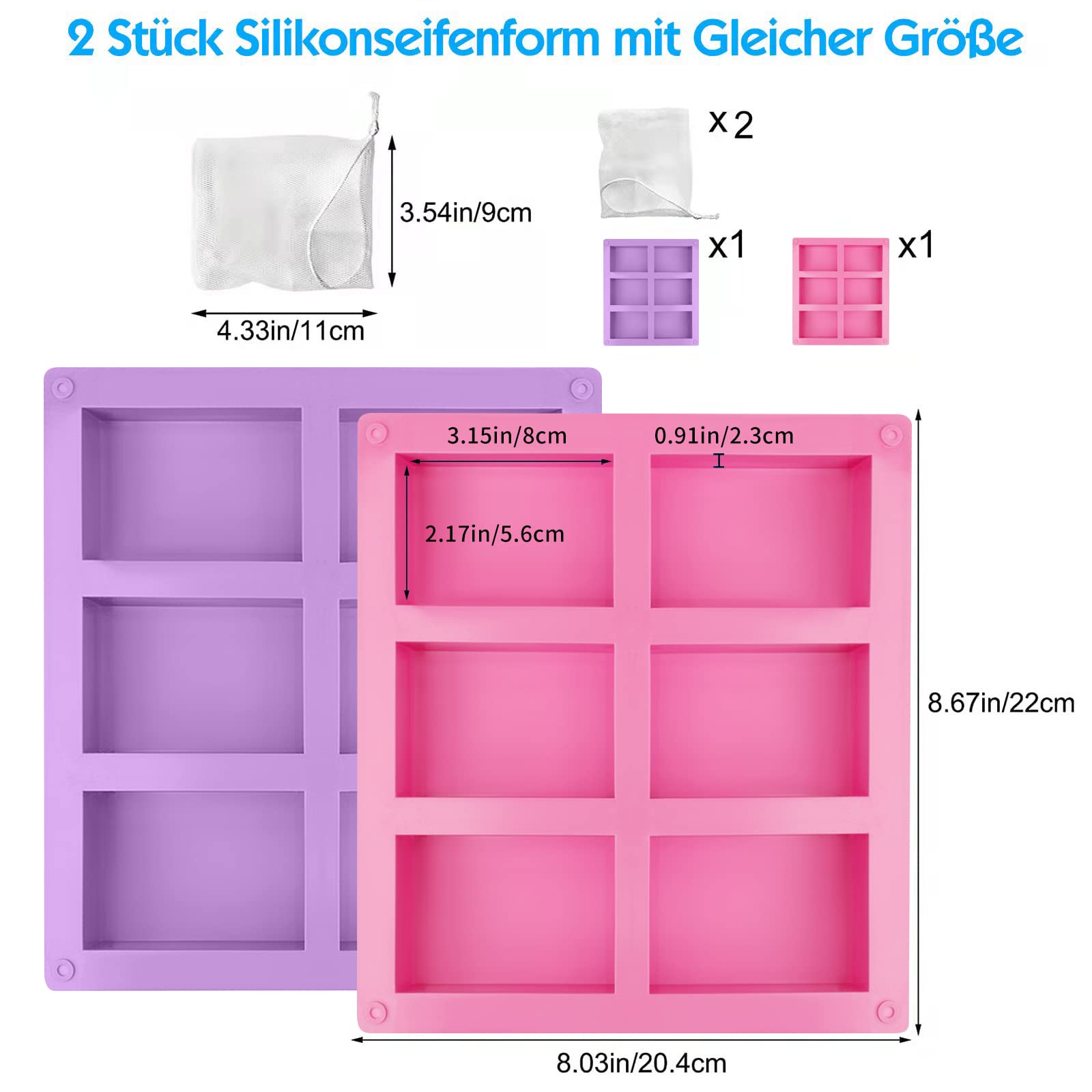 Stampo in silicone per sapone, rettangolare e ovale, per