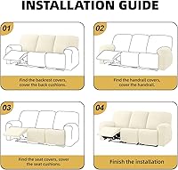 Vista 7 de HDCAXKJ Funda 100% impermeable de 8 piezas para sofá reclinable de 3 asientos, súper elástica y suave para sofá reclinable de 3 plazas, juego