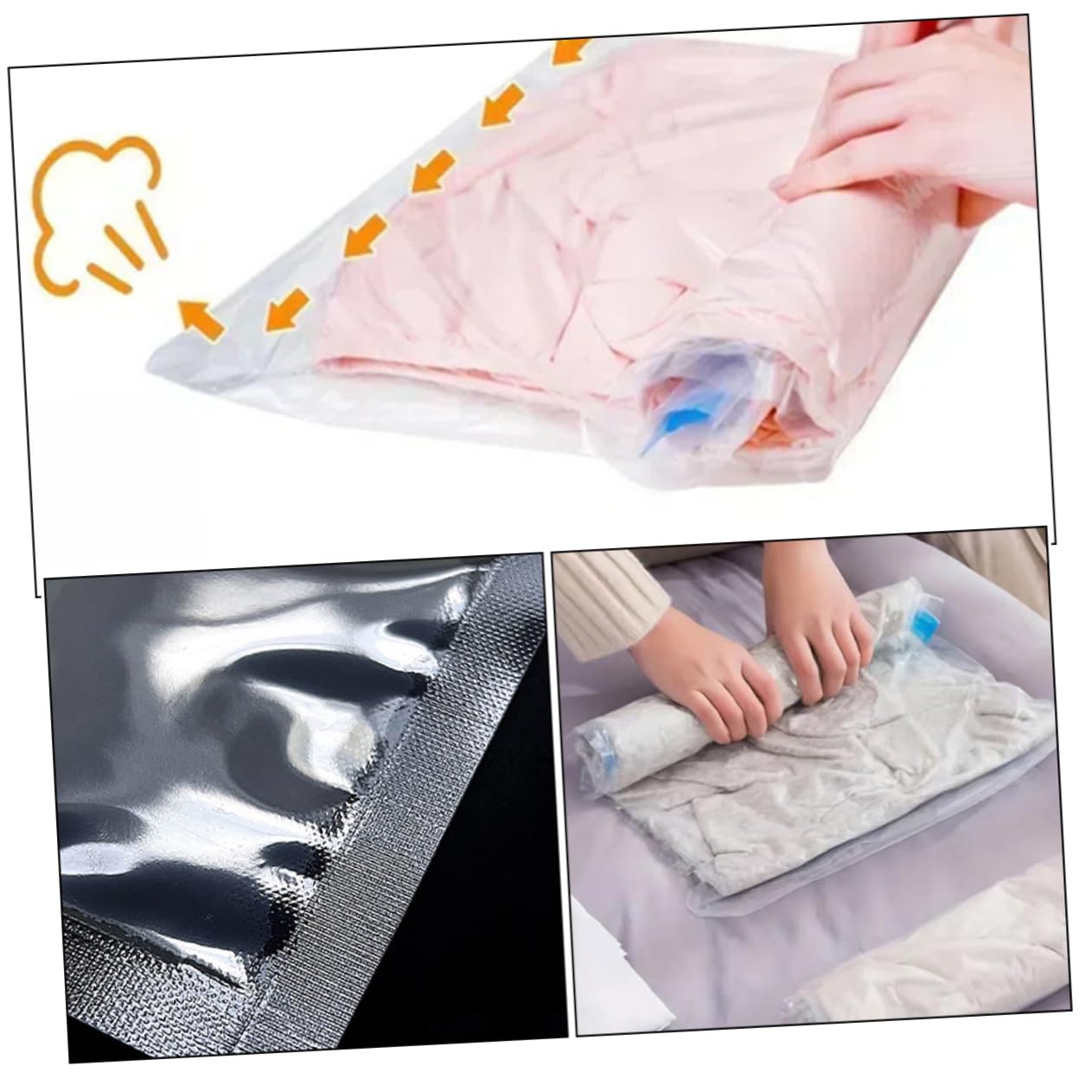 IMIKEYA 12pezzi Sacchetti di Compressione Sottovuoto Ermetici in Riutilizzabili Sacchetti da Viaggio Salvaspazio per Valigie Protezione Dall Umidità