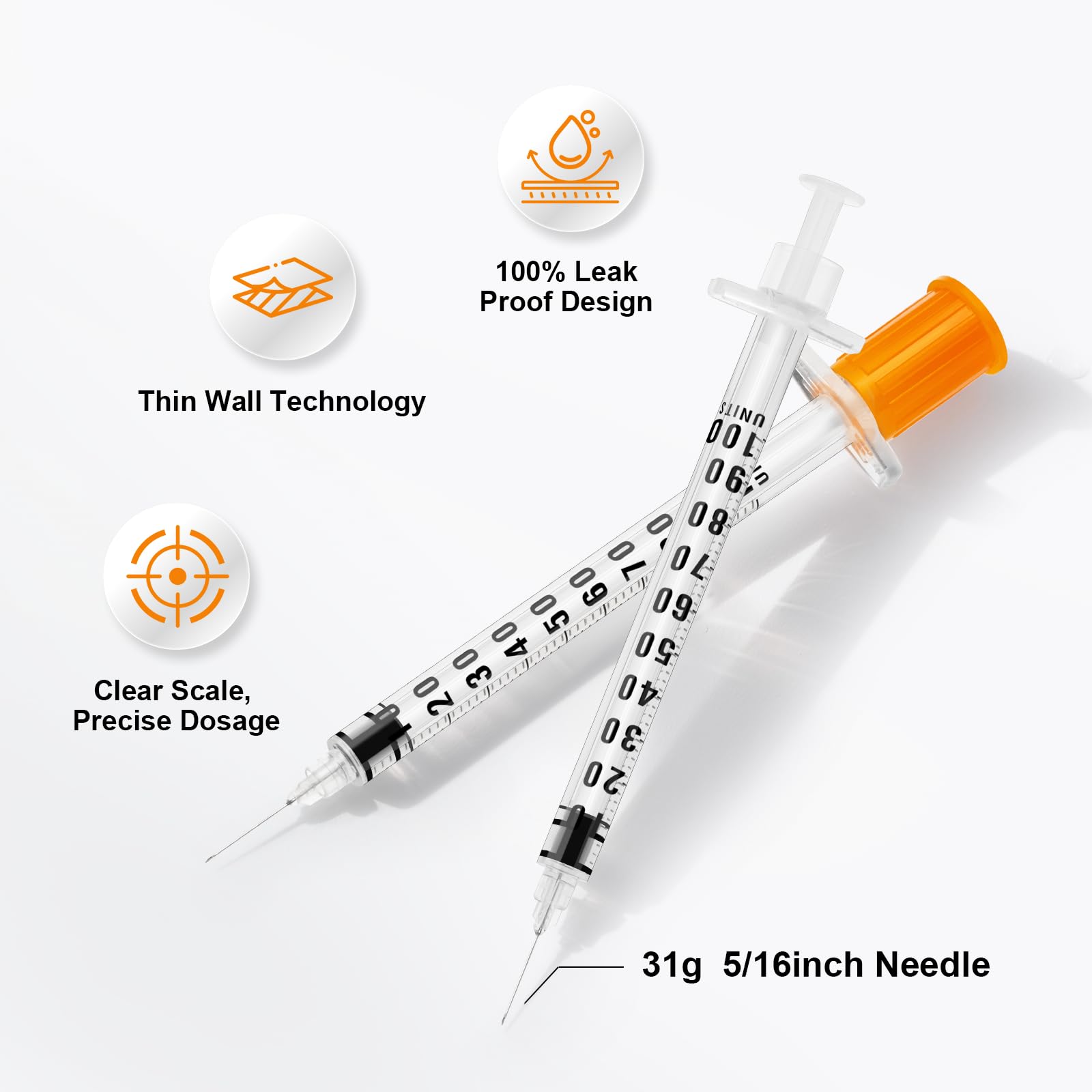 100 Pack 1ml/cc 31G 5/16Inch Syringes, Lab Syringes, Individual Package — Amazon image 3