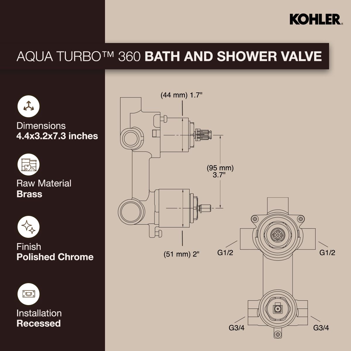 KOHLER Aqua Turbo 360 Manual High Flow Valve 1