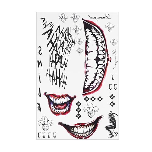 Miniatura 7 de 4 hojas de tatuajes temporales de Suicide Squad tatuaje adhesivo perfecto para Halloween cosplay disfraces y accesorios de fiesta B