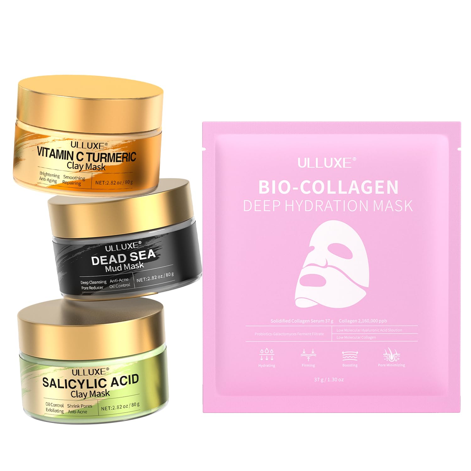 Amazon.com : Face Masks Skincare, Facial Clay Mask Set + Collagen
