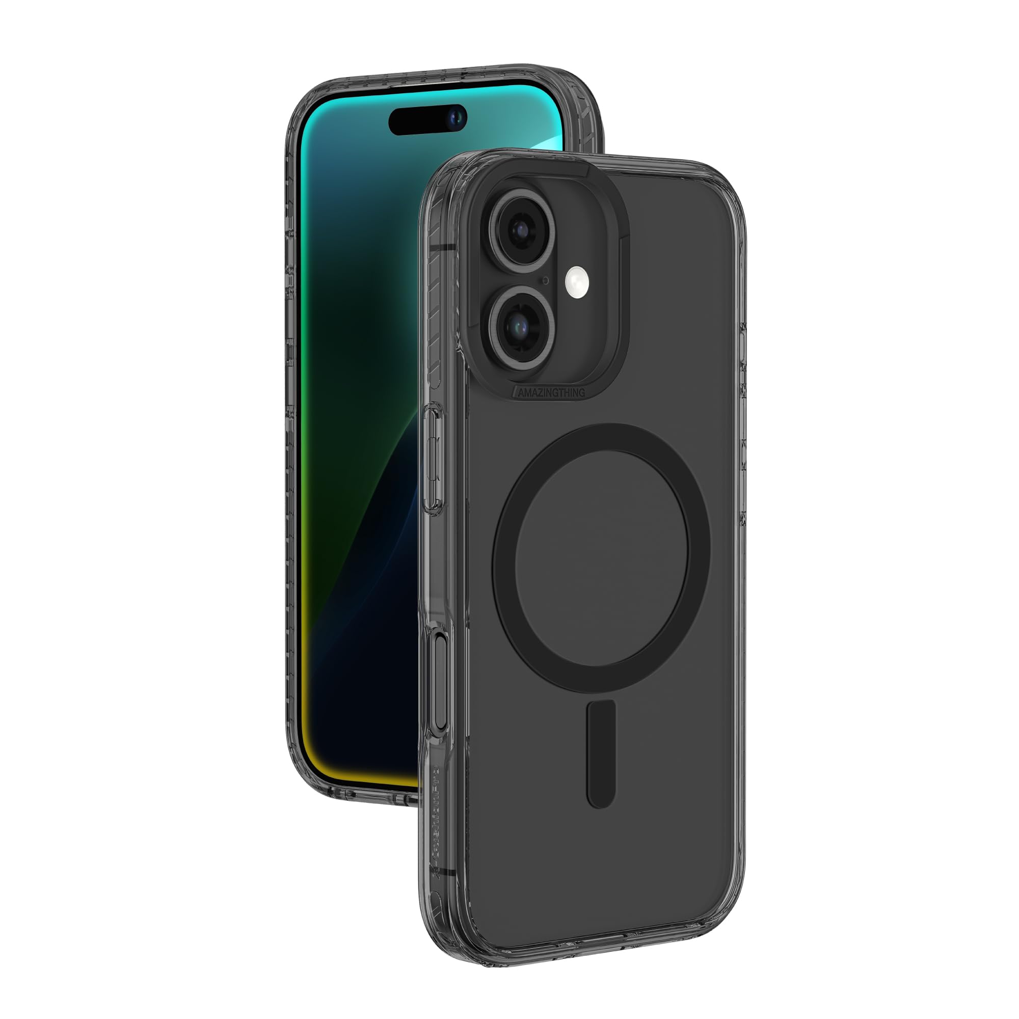 AMAZINGthing Custodia per 17 Pro Max [Titan Pro], compatibile con accessori, a prova di caduta, custodia magnetica per telefono, protezione di grado militare, anti ingiallimento, trasparente, nero