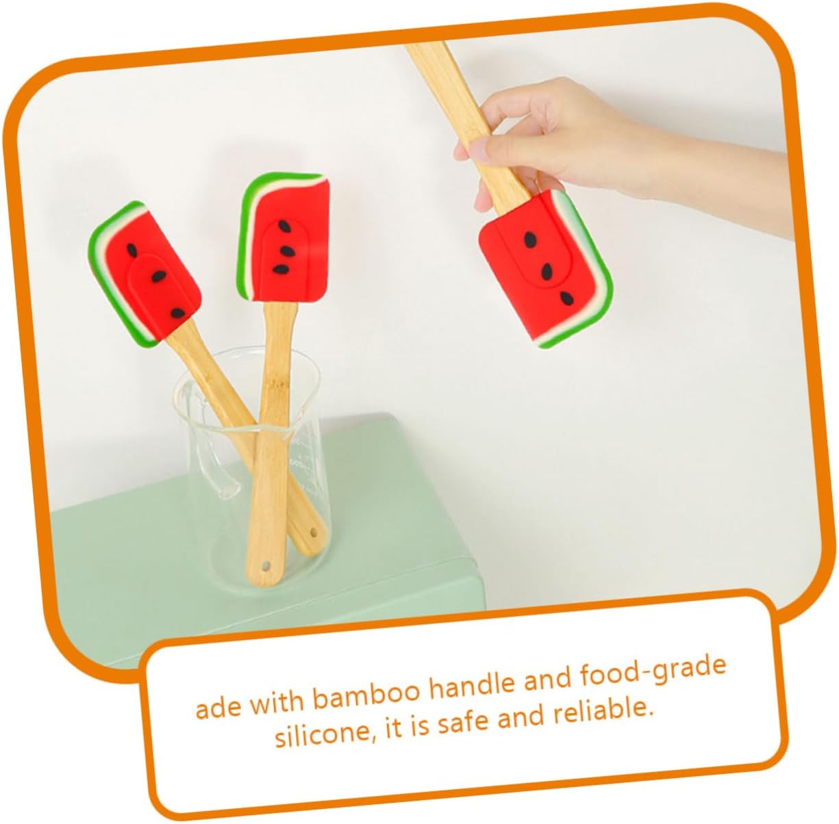 2pcs Silicone Cake Spatula with Bamboo Handle for Spreading Cream image 5