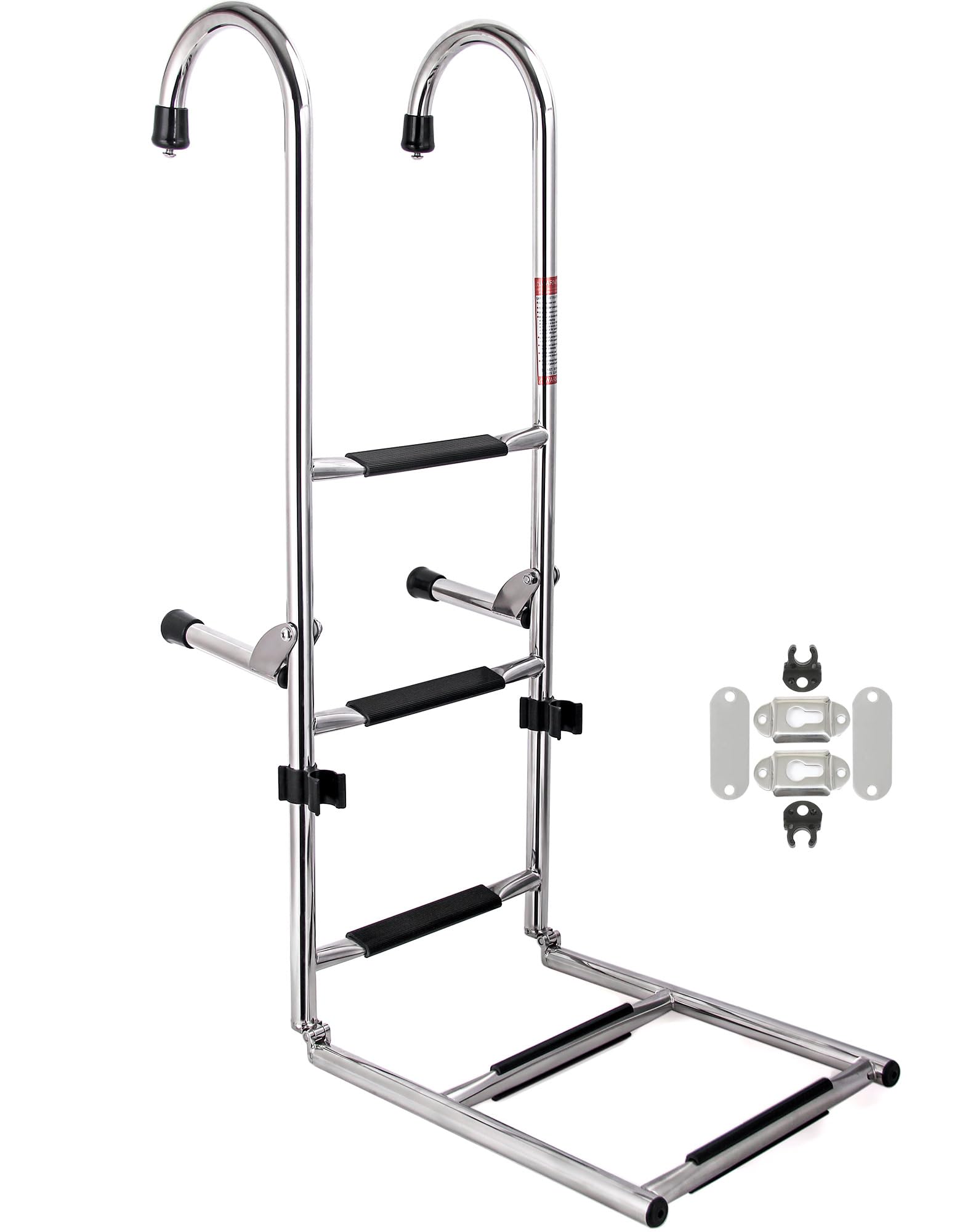 Escalera plegable de acero inoxidable de 5 escalones, escalera de barco resistente con escalones antideslizantes para pontón, muelle, piscina y RV