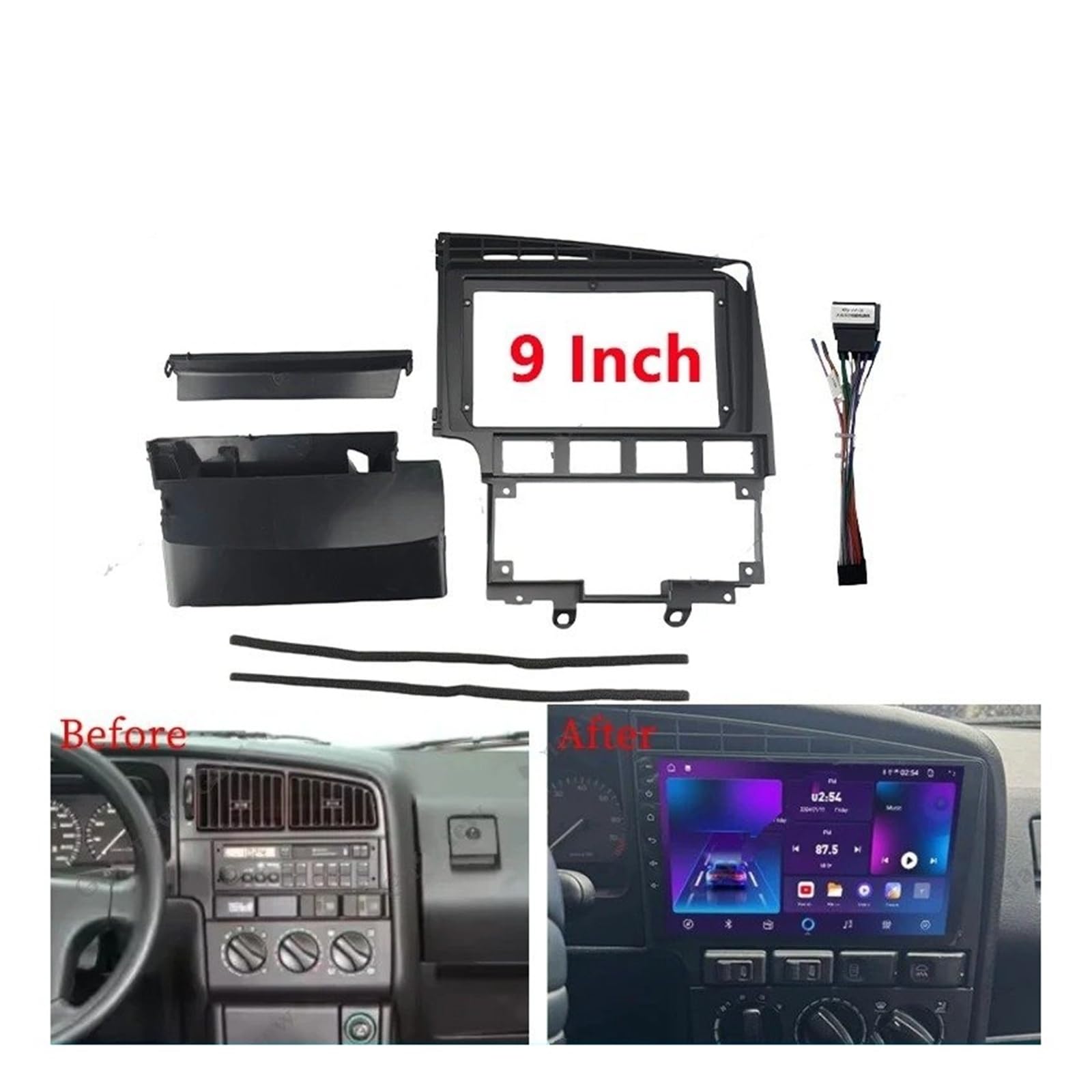Mascherina Autoradio Cornice Stereo 9 Pollici per VW per Passat (B3) 1988 1989 1990 1991 1992 1993 Telaio Auto Fascia Cavo Adattatore Android Radio Dash Kit Pannello