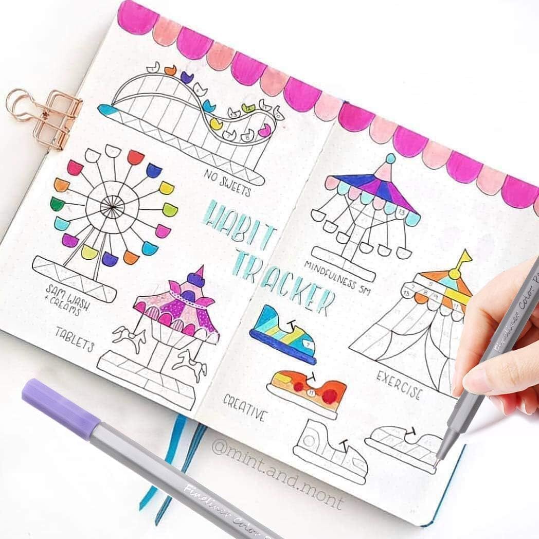 YAJNAS Farbstifte-Set, 24 Stifte, Fineliner-Farbstifte, mehrfarbige Zeichenstifte, feine Spitze, Flüssigtinte, kreative Gelstifte für Kinder und Erwachsene
