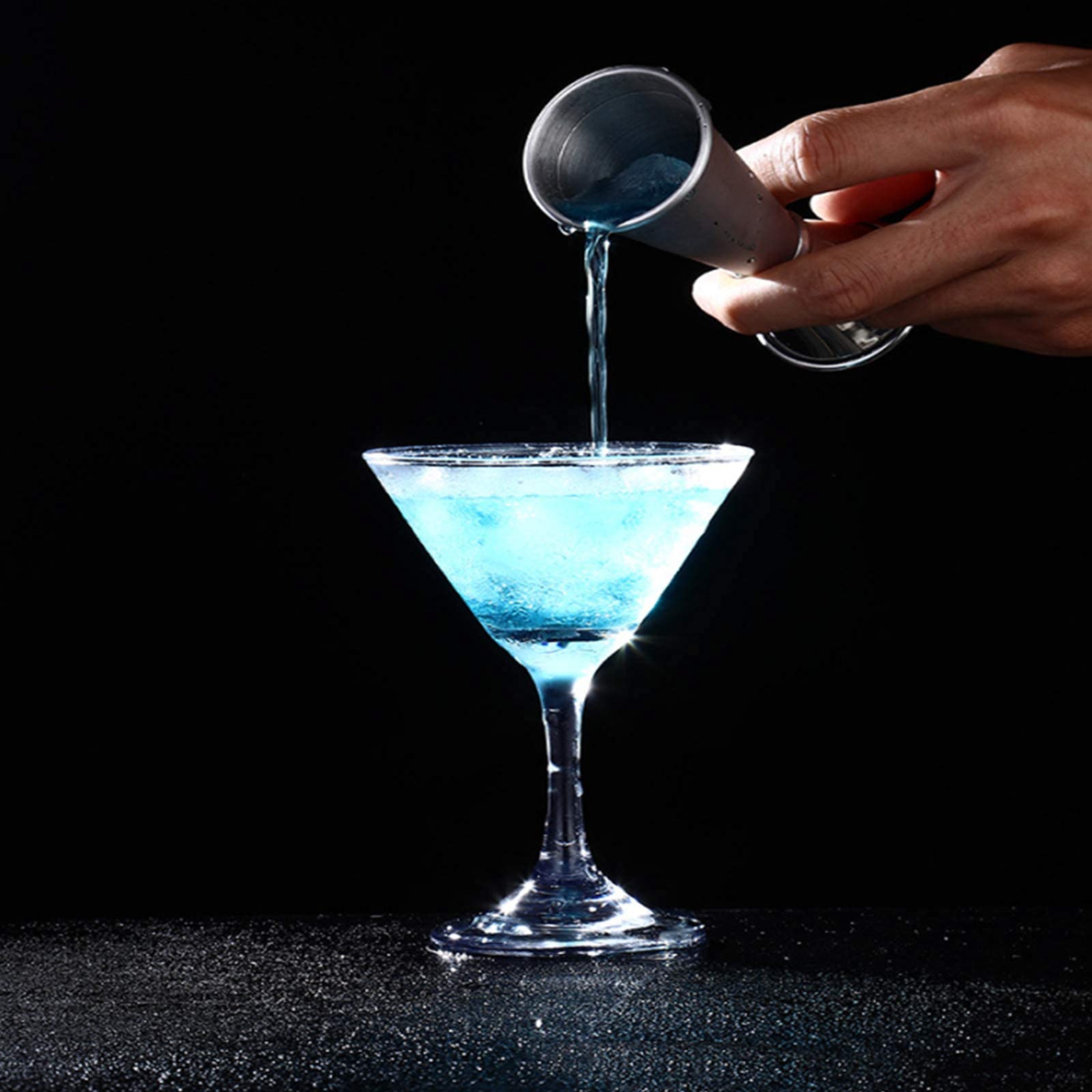 ANCLLO Jigger a doppia estremità da 28,3 g/56,7 g, in acciaio inox, per cocktail bar, bar, feste, vino, bevande, colore nero