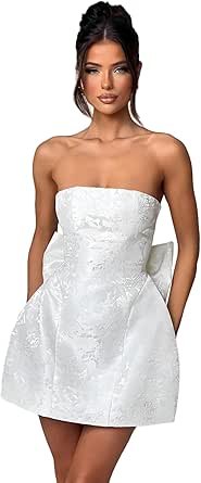 JUMISEE Embroidery Satin Homecoming Dress with Bow