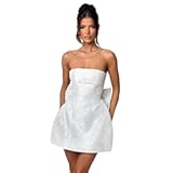 Embroidery Satin Homecoming Dress with Bow Modest Strapless Mini Dresses A Line Short Prom Dress Party Gown