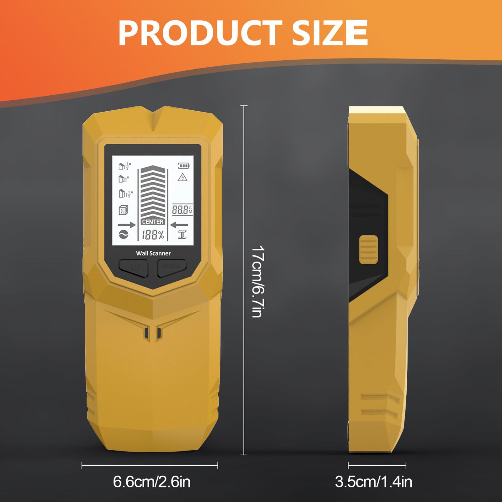 Détecteur de montants – Écran LCD bip niveleur, détecteur de bois en métal, localisateur de reconnaissance de profondeur | Outils de réparation électrique pour la construction de carreaux de cloison