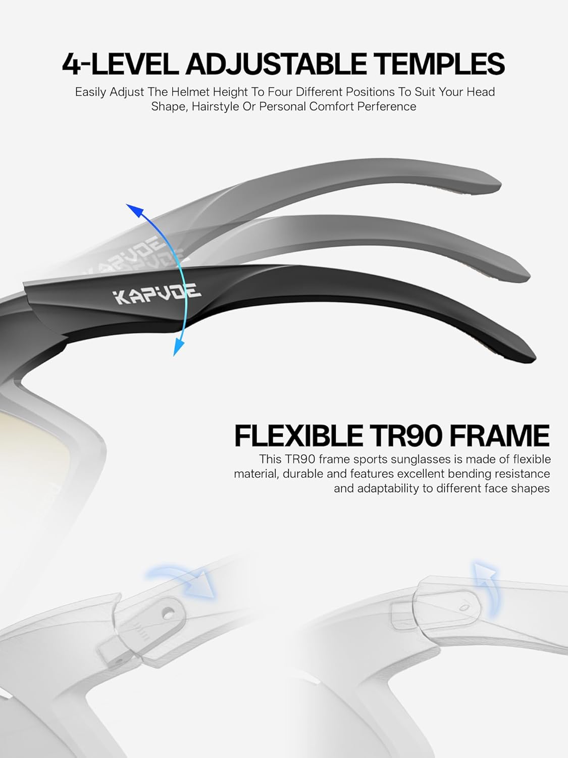 KAPVOE Polarized Cycling Glasses Men Women Sports Sunglasses for Mountain Bike Running Fishing Baseball K383