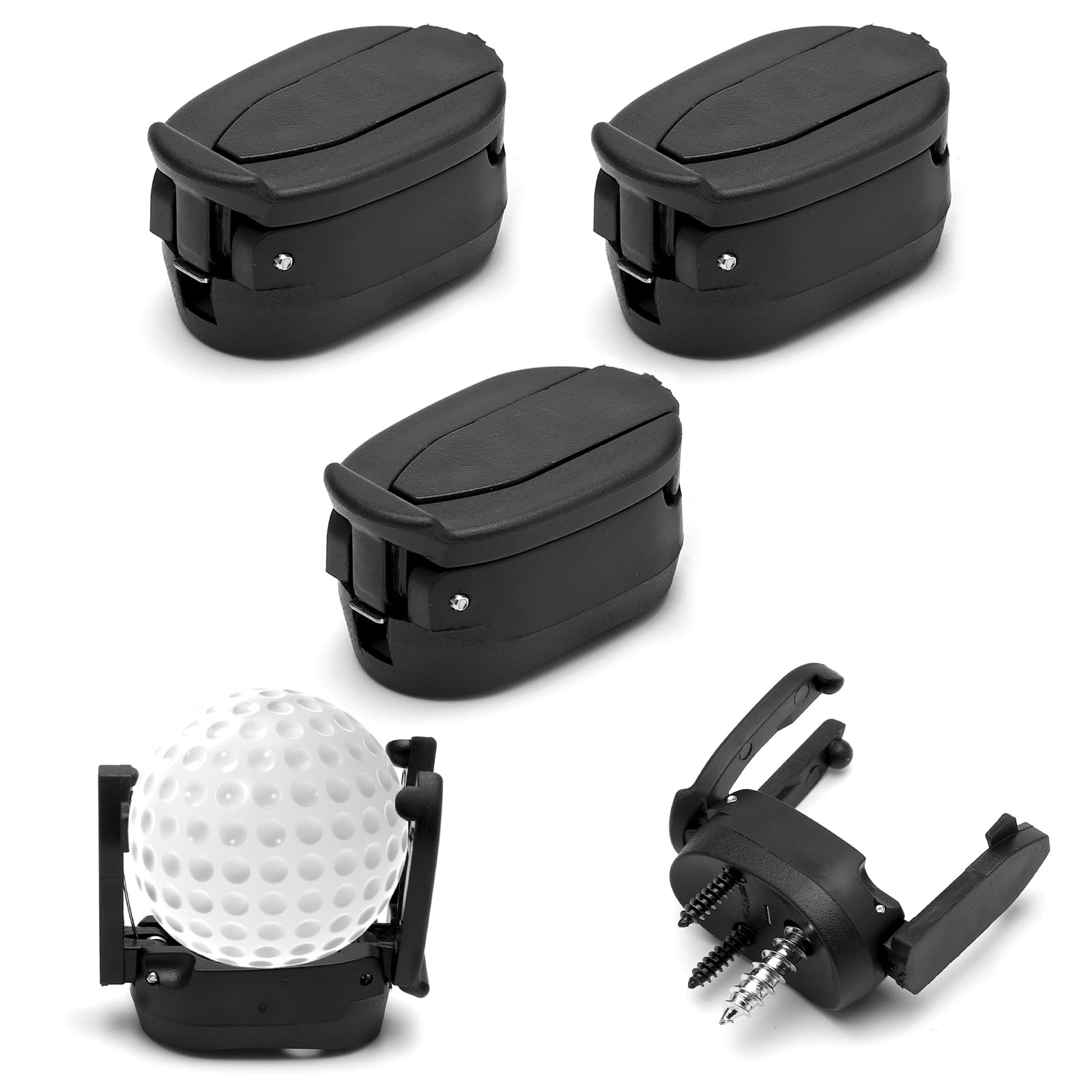 HENGBIRD 4 Pezzi Raccoglitore di Palline da Golf, Mini Raccoglitore di Putter con 12 Viti, Accessorio Pieghevole per Il Recupero delle Palline da Golf, Raccoglitore di Palline da Golf Nero per Putter