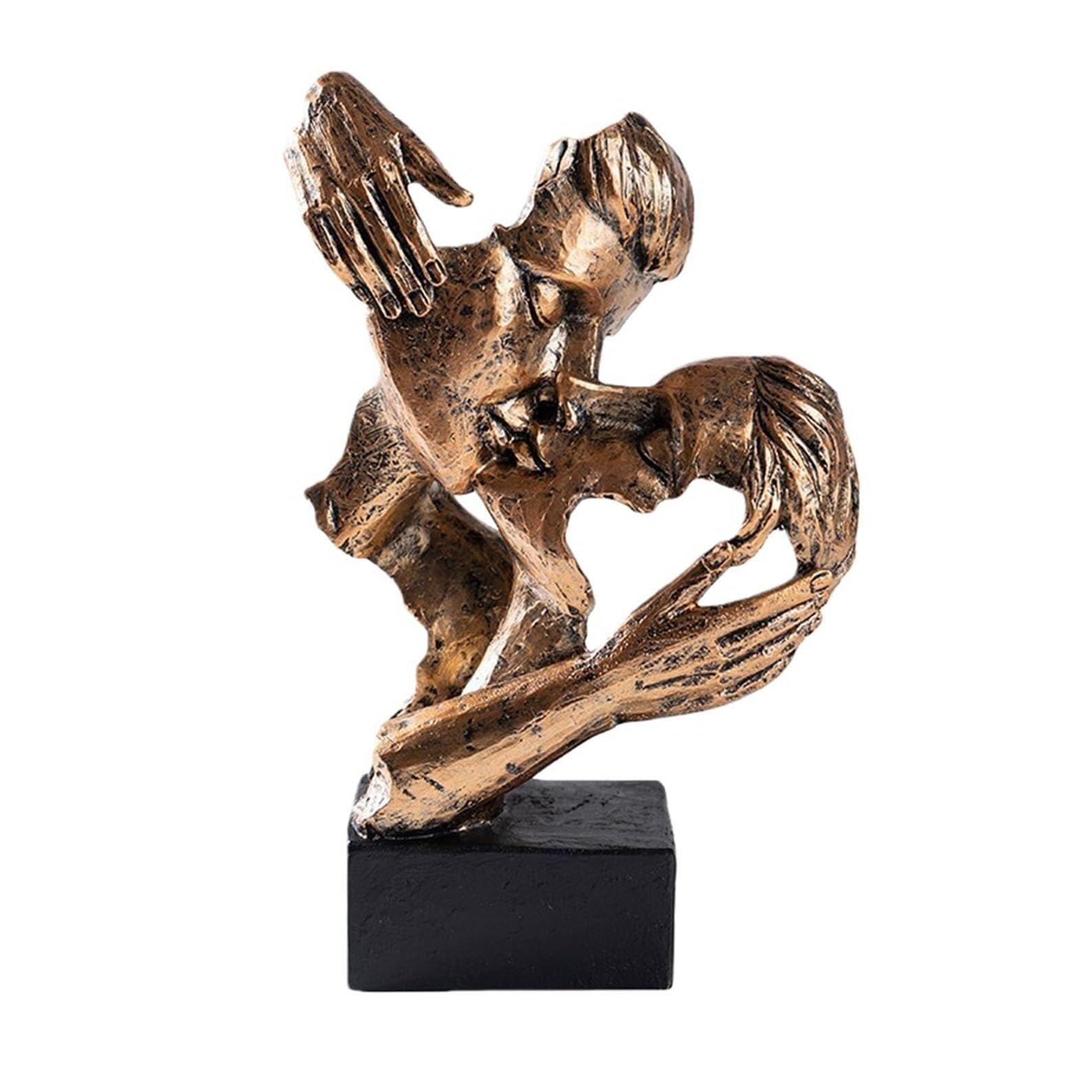 JJJing5 Decor Abstract Couple Statue Couples Kiss Sculpture Romantic Decor Wedding Gift Nightstand Accessories(D1)