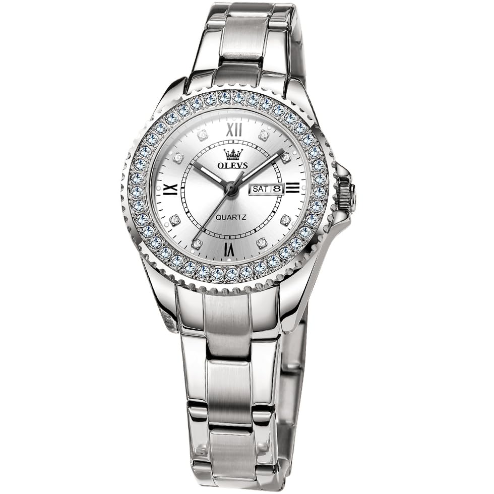 OLEVS Womens Watches Diamond Luxury Rose Gold Wristwatch Stainless Steel Waterproof Luminous Day Date Display (B0D3BQ8J7Y) Amazon Price History, Amazon Price Tracker