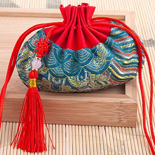 4 Pzas Bolsas China Bordadas con Cordón Verde miniatura 1