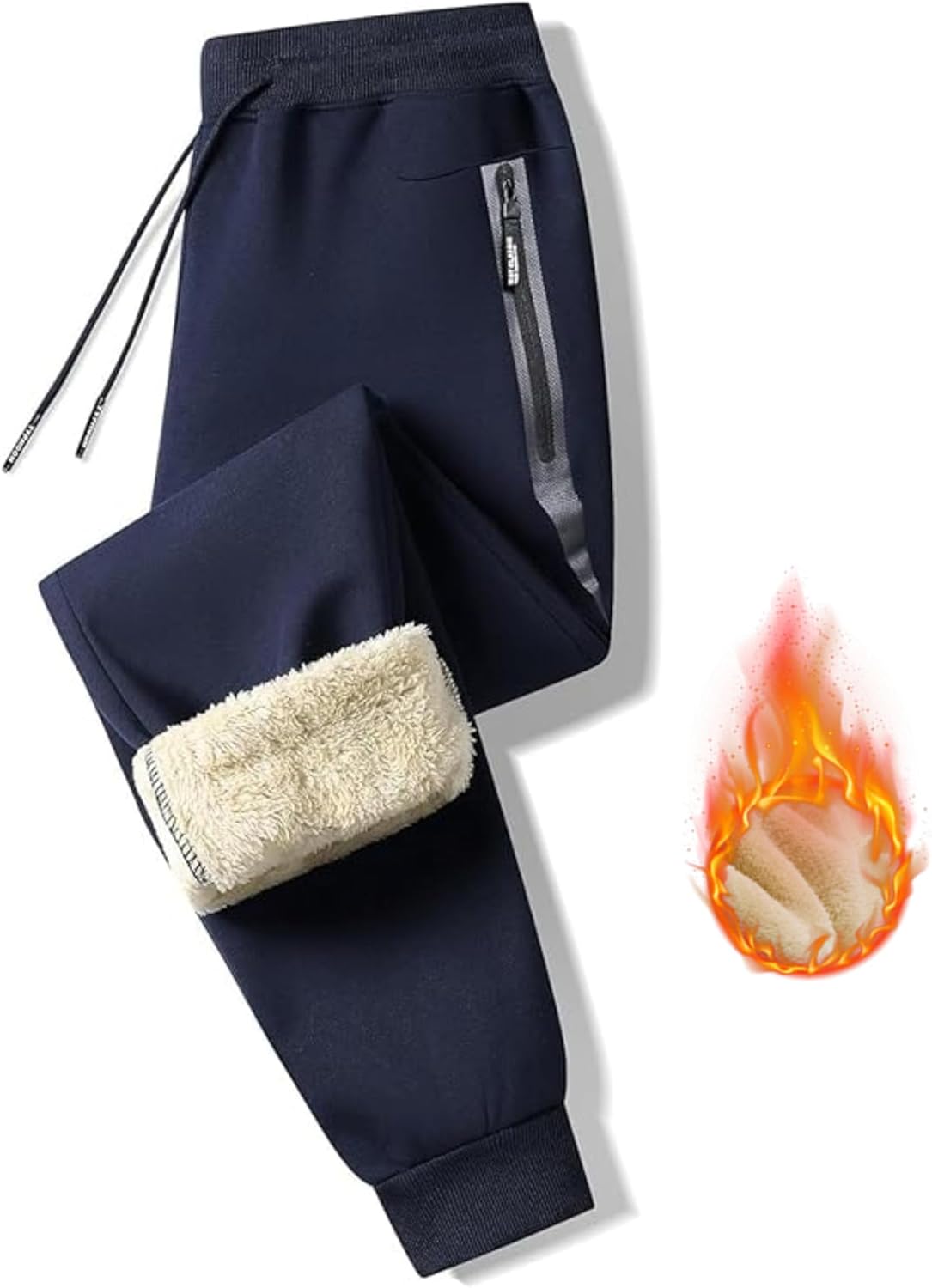 STICKON Mens Winter Fleece Pants Warm Sherpa Lined Sweatpants with Pockets