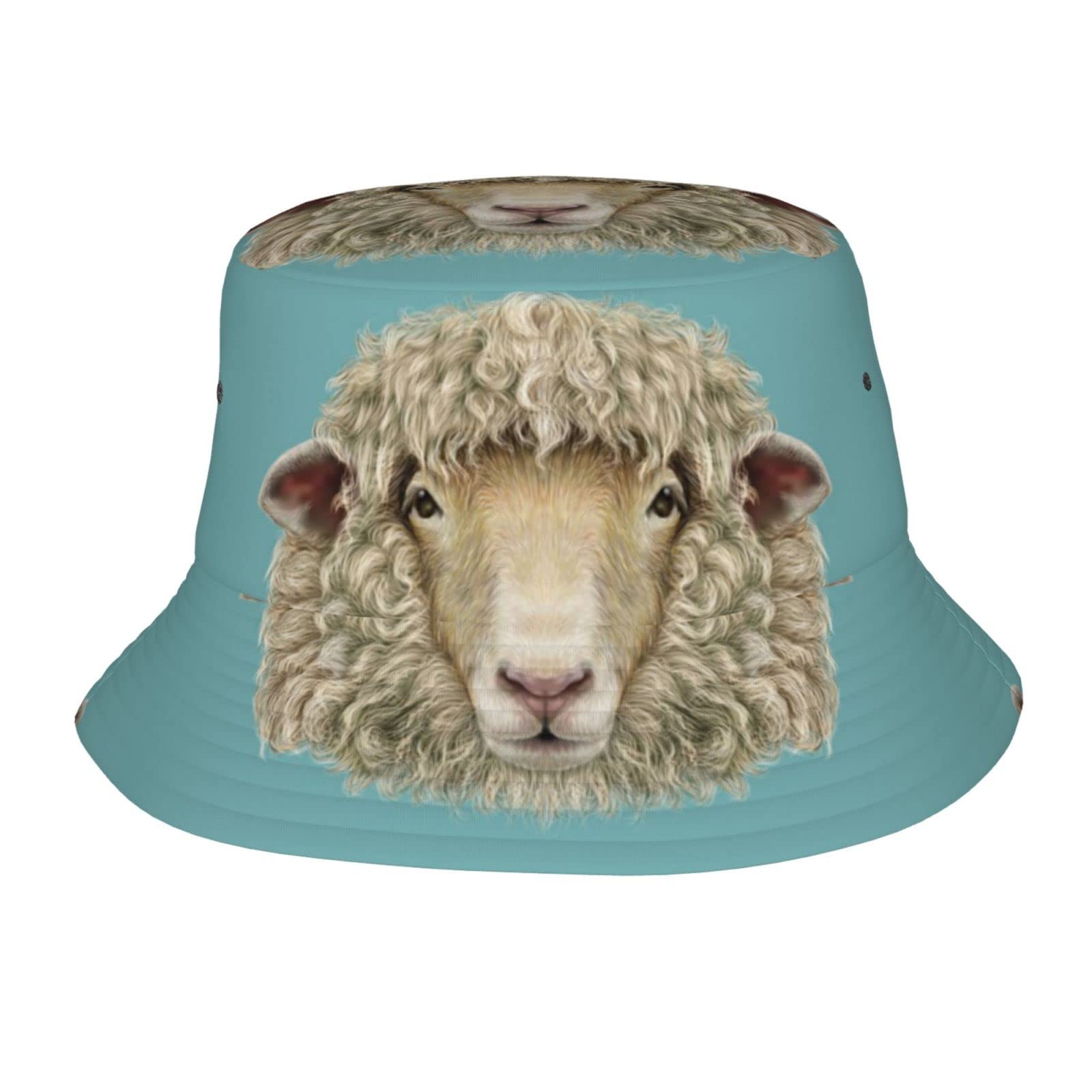 Sheep Head Animal Adult Sunshade Bucket Hat is Suitable for Beach, Camping, Fishing, Outdoor Leisure, Etc, Sheep Head Animal, One size